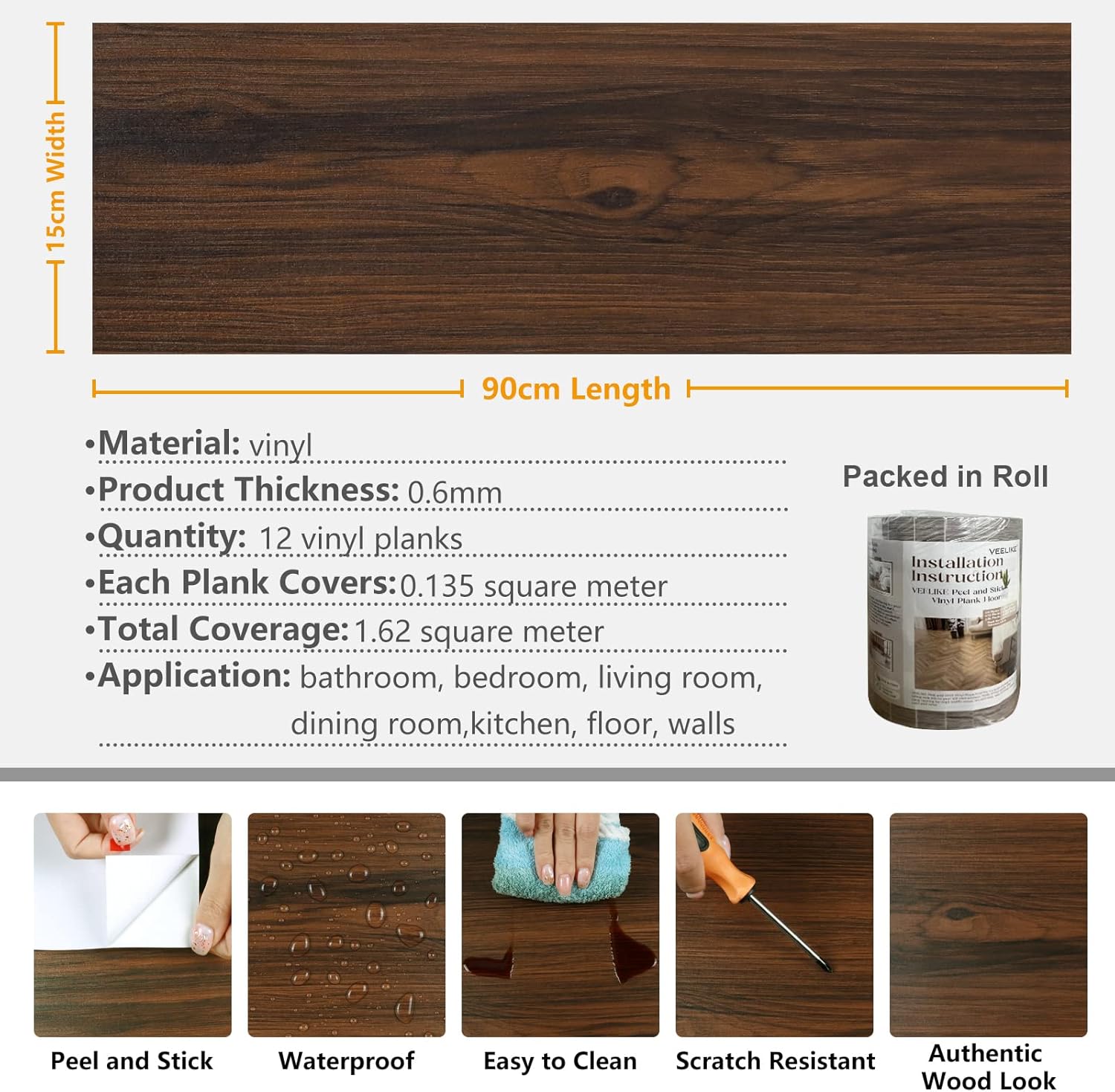 Walnut Vinyl Stick Flooring Tiles