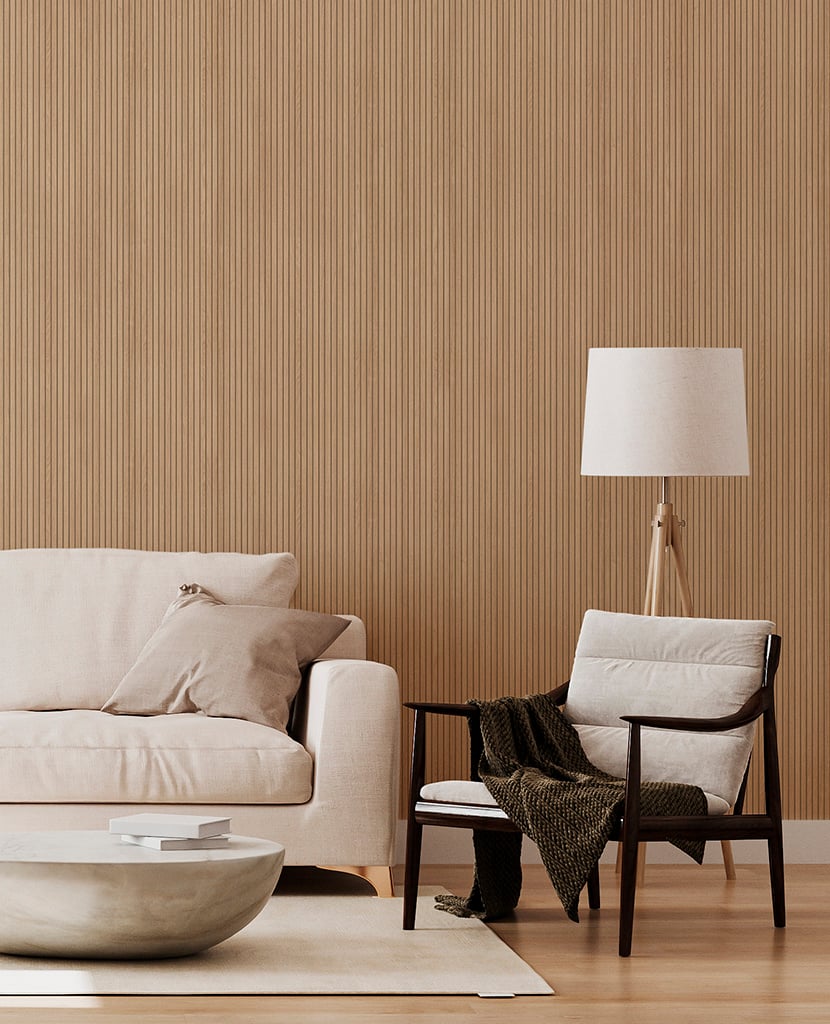 White Oak SPC Fluted Wall Panels Dubai | Light Modern Wood Panels
